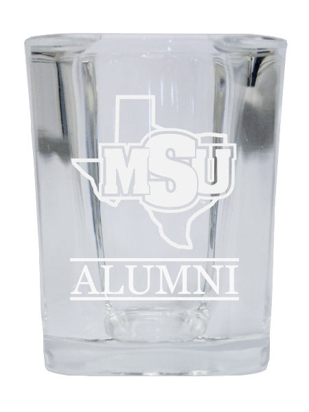 NCAA Midwestern State University Mustangs Alumni 2oz Laser Etched Square Shot Glass