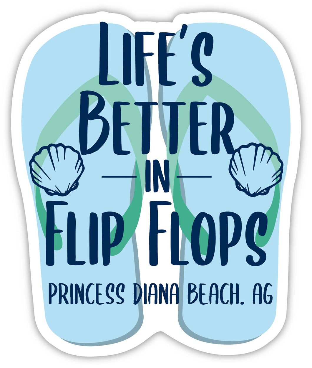 Princess Diana Beach Antigua And Barbuda Souvenir 4 Inch Vinyl Decal Sticker Flip Flop Design