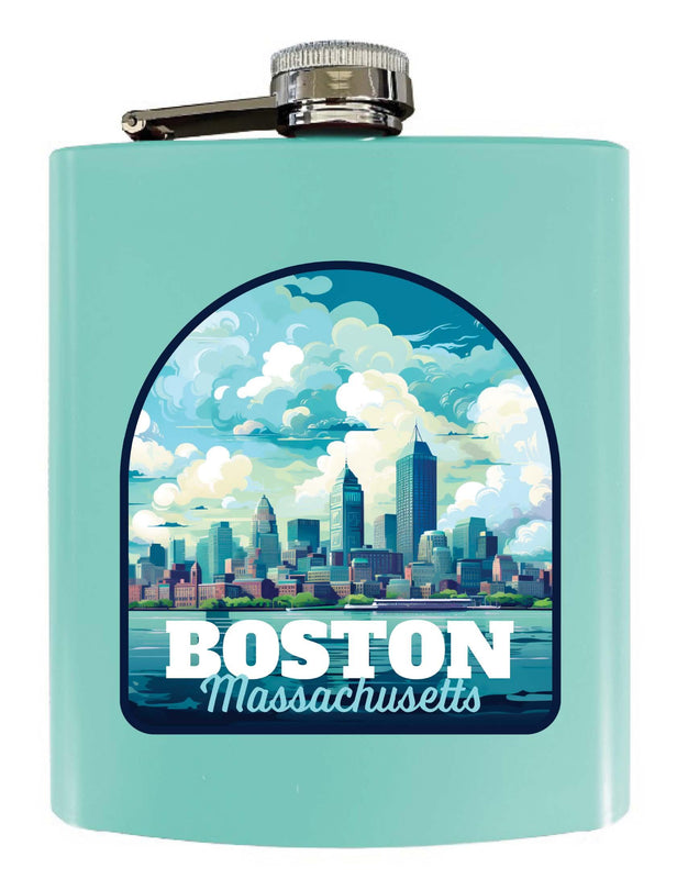 Boston Massachusetts A Souvenir 7 oz Steel Flask Matte Finish