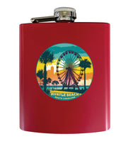 Load image into Gallery viewer, Myrtle Beach South Carolina Souvenir 7 oz Leather Steel Flask
