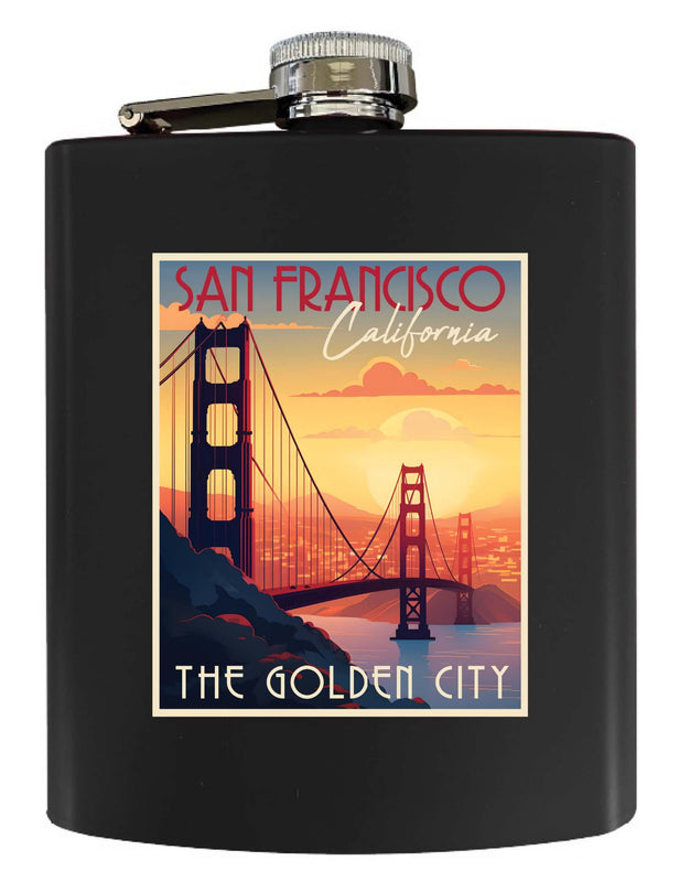 San Francisco California B Souvenir 7 oz Steel Flask Matte Finish