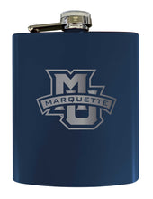 Load image into Gallery viewer, Marquette Golden Eagles Stainless Steel Etched Flask 7 oz - Officially Licensed, Choose Your Color, Matte Finish
