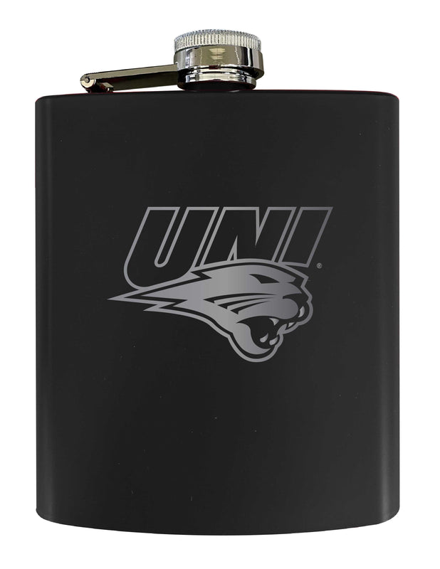 Northern Iowa Panthers Stainless Steel Etched Flask 7 oz - Officially Licensed, Choose Your Color, Matte Finish