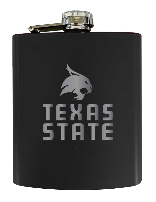 Texas State Bobcats Stainless Steel Etched Flask 7 oz - Officially Licensed, Choose Your Color, Matte Finish