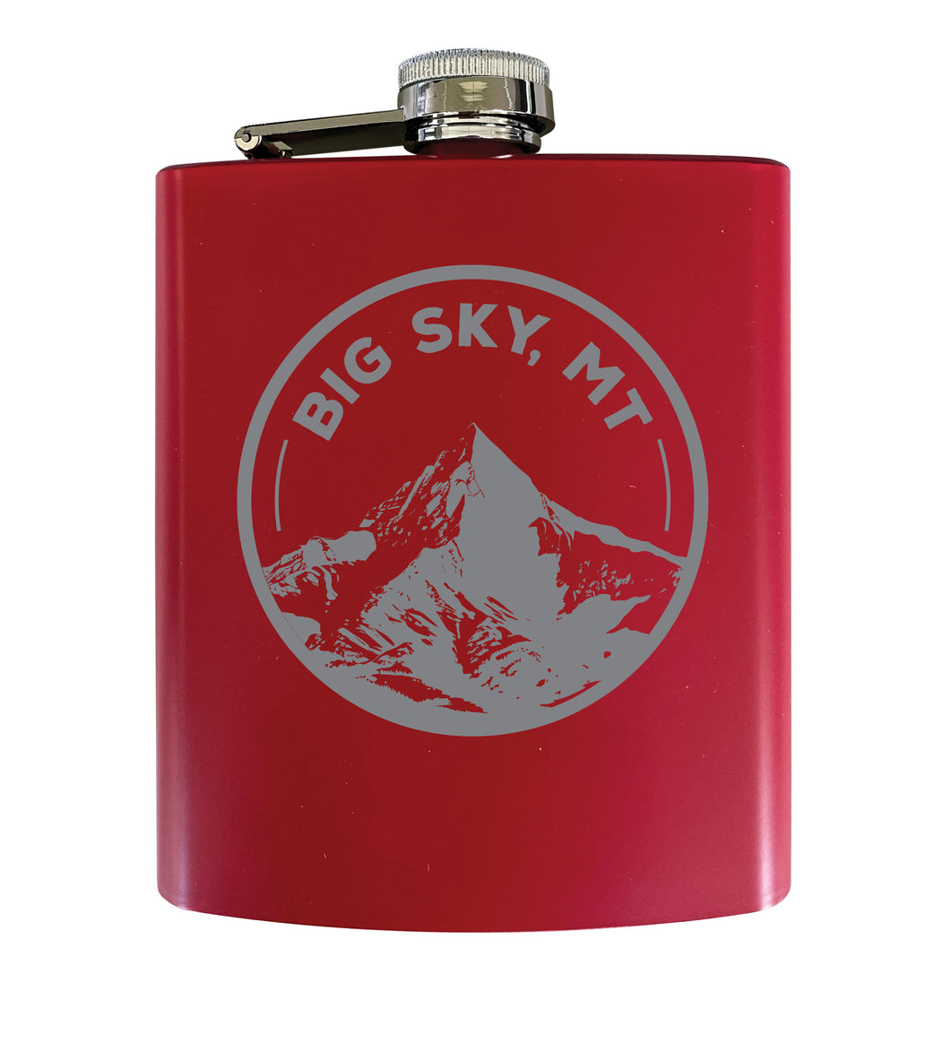 Big Sky Montana Souvenir 7 oz Engraved Steel Flask Matte Finish