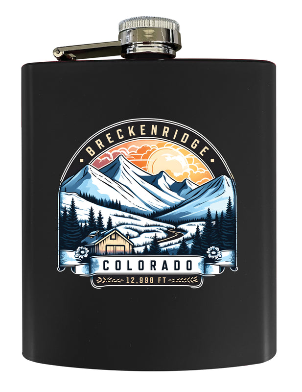 Breckenridge Colorado Souvenir 7 oz Leather Steel Flask