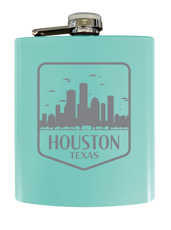 Houston Texas Souvenir 7 oz Engraved Steel Flask Matte Finish