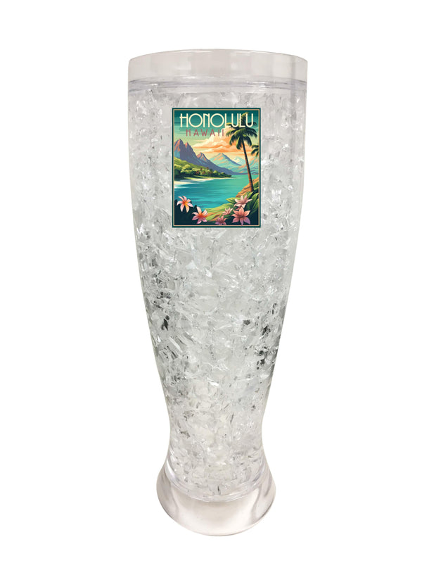 Honolulu Hawaii C Souvenir 16oz Broken Glass Frosty Mug