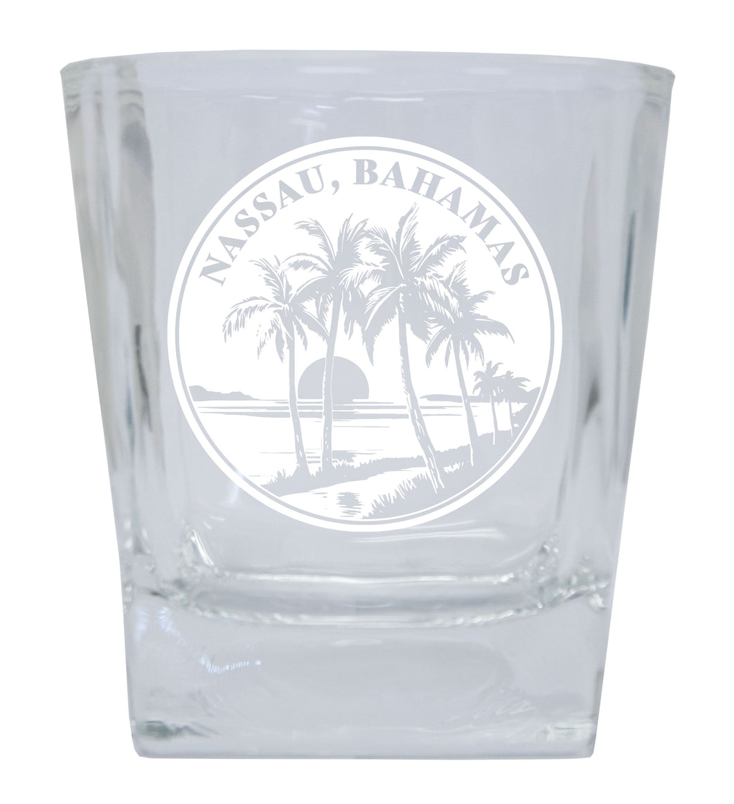 Nassau the Bahamas Souvenir 8oz Engraved Whiskey Glass Rocks Glass