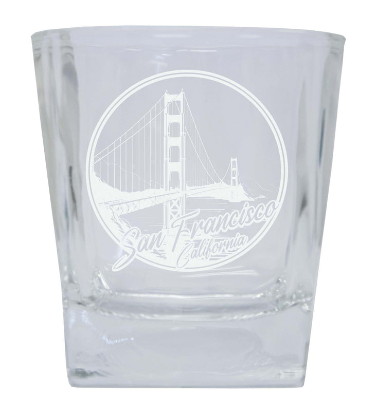 San Francisco California Souvenir 8oz Engraved Whiskey Glass Rocks Glass