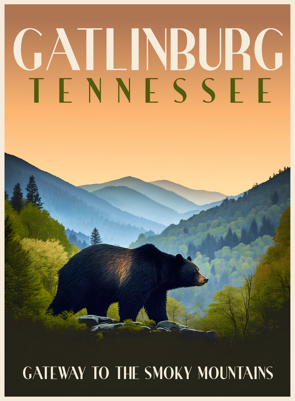 Exclusive Gatlinburg Tennessee Collectible - Vintage Travel Poster Art