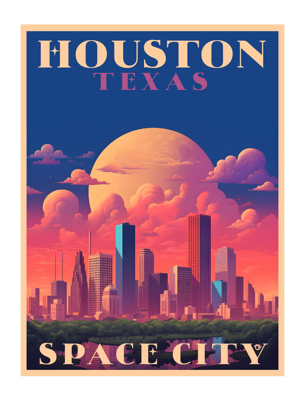 Exclusive Houston Texas Collectible - Vintage Travel Poster Art