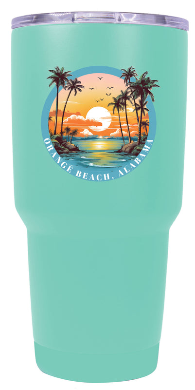 Orange Beach Alabama Souvenir 24 oz Insulated Stainless Steel Tumbler Seafoam