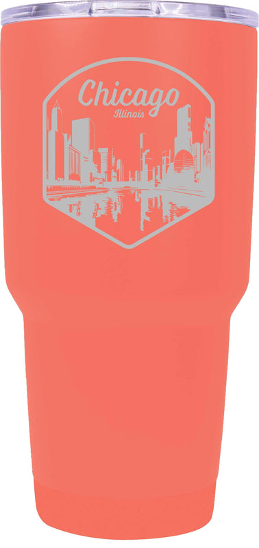 Chicago Illinois Souvenir 24 oz Engraved Insulated  Tumbler