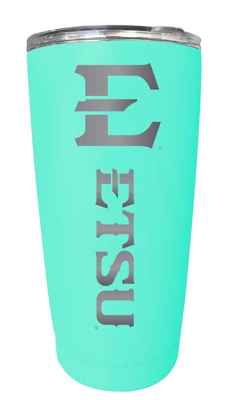 East Tennessee State University NCAA Laser-Engraved Tumbler - 16oz Stainless Steel Insulated Mug Choose Your Color
