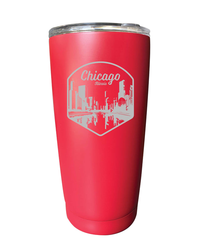 Chicago Illinois Souvenir 16 oz Engraved  Insulated Tumbler
