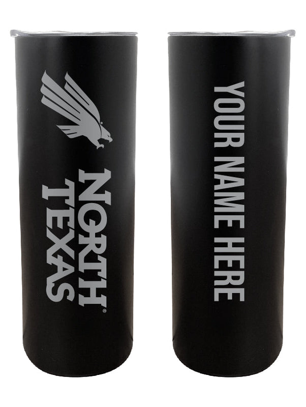 North Texas Etched Custom NCAA Skinny Tumbler - 20oz Personalized Stainless Steel Insulated Mug