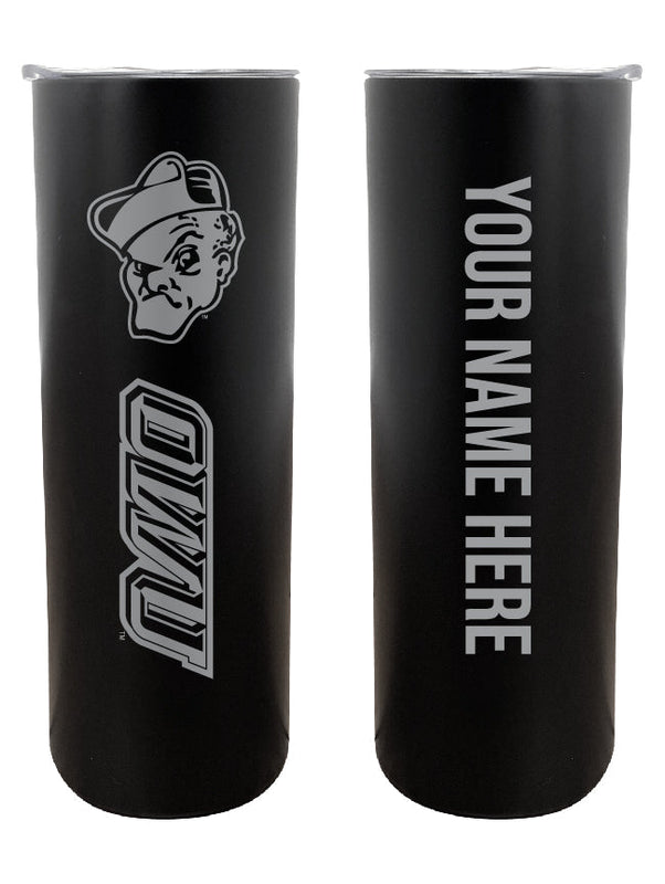 Ohio Wesleyan University Etched Custom NCAA Skinny Tumbler - 20oz Personalized Stainless Steel Insulated Mug