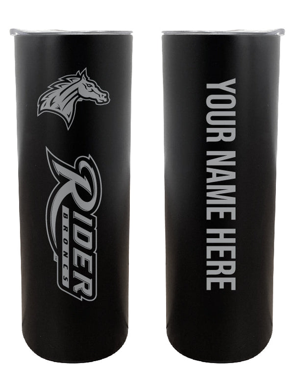 Rider University Broncos Etched Custom NCAA Skinny Tumbler - 20oz Personalized Stainless Steel Insulated Mug