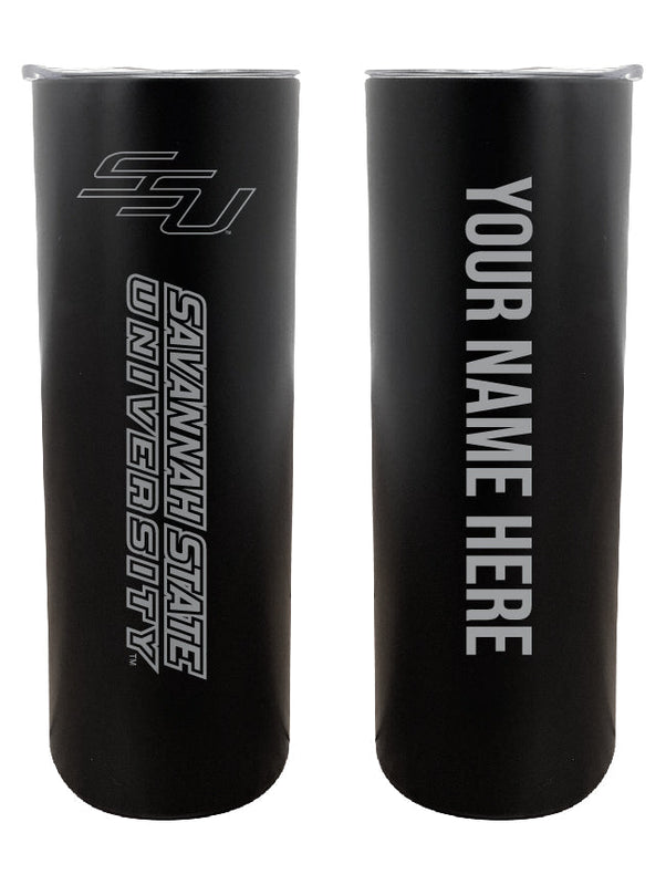 Savannah State University Etched Custom NCAA Skinny Tumbler - 20oz Personalized Stainless Steel Insulated Mug