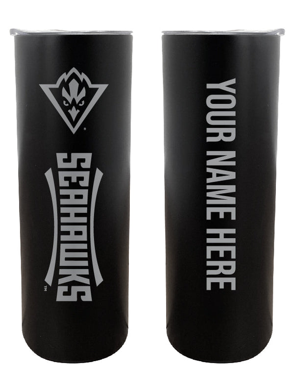North Carolina Wilmington Seahawks Etched Custom NCAA Skinny Tumbler - 20oz Personalized Stainless Steel Insulated Mug