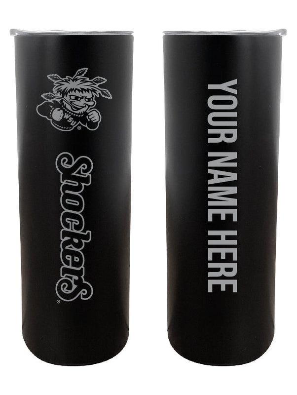 Wichita State Shockers Etched Custom NCAA Skinny Tumbler - 20oz Personalized Stainless Steel Insulated Mug