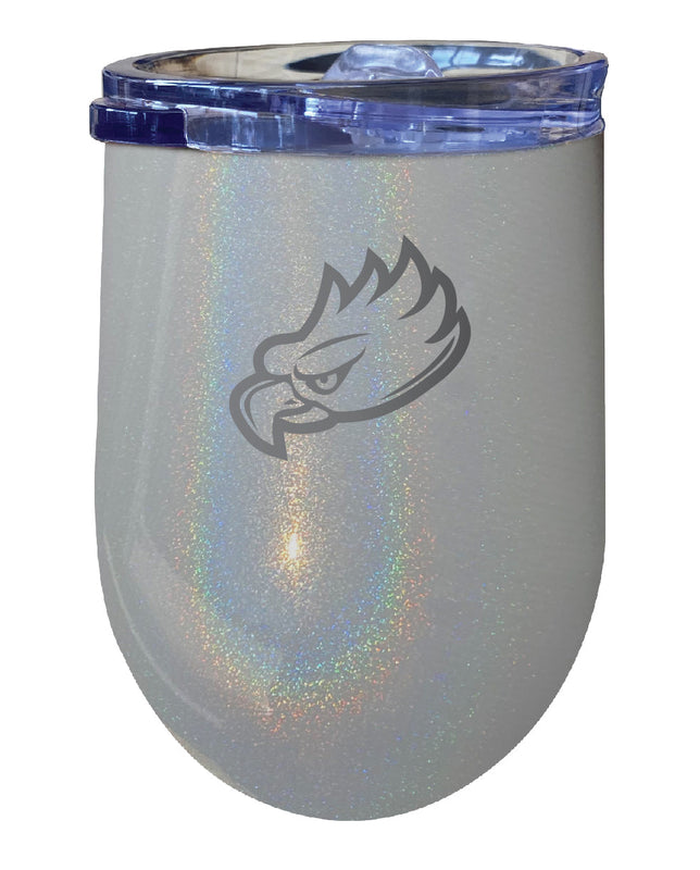 Florida Gulf Coast Eagles NCAA Laser-Etched Wine Tumbler - 12oz Rainbow Glitter Gray Stainless Steel Insulated Cup