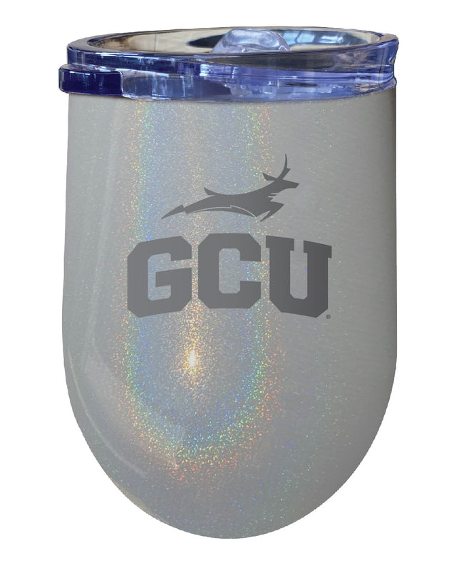 Grand Canyon University Lopes NCAA Laser-Etched Wine Tumbler - 12oz Rainbow Glitter Gray Stainless Steel Insulated Cup