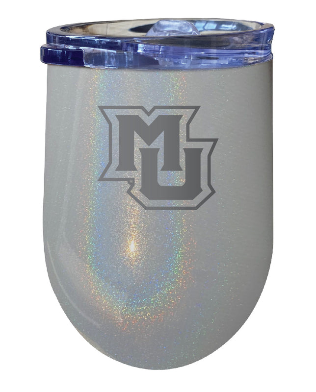 Marquette Golden Eagles NCAA Laser-Etched Wine Tumbler - 12oz Rainbow Glitter Gray Stainless Steel Insulated Cup