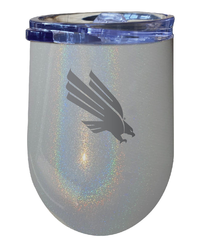 North Texas NCAA Laser-Etched Wine Tumbler - 12oz Rainbow Glitter Gray Stainless Steel Insulated Cup