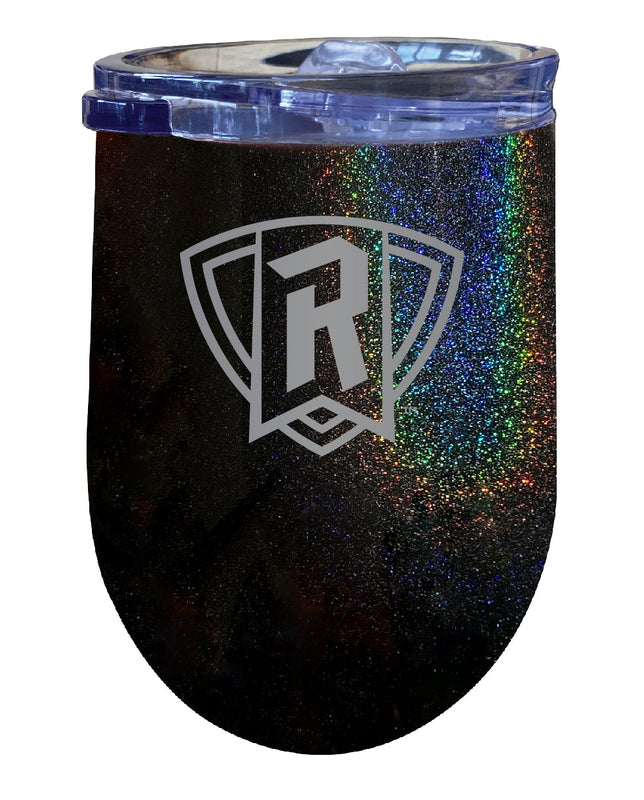 Radford University Highlanders NCAA Laser-Etched Wine Tumbler - 12oz Rainbow Glitter Black Stainless Steel Insulated Cup