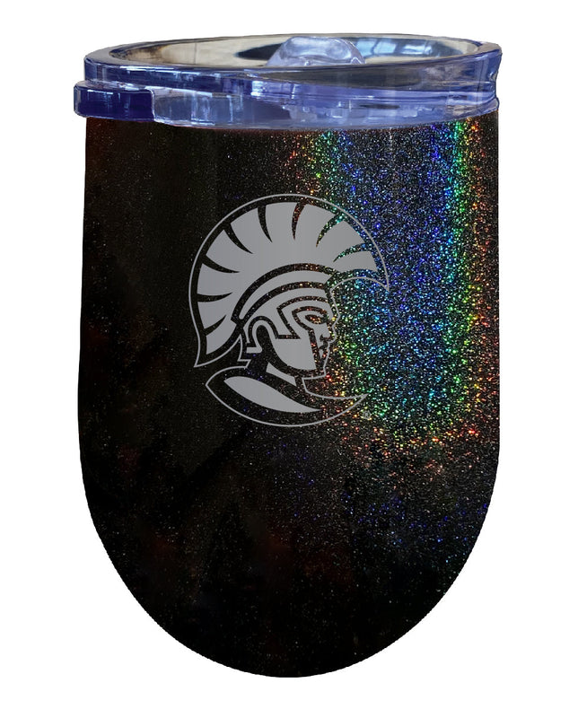 University of Tampa Spartans NCAA Laser-Etched Wine Tumbler - 12oz Rainbow Glitter Gray Stainless Steel Insulated Cup