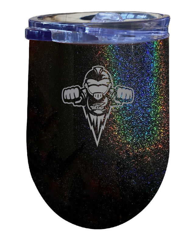 Toledo Rockets NCAA Laser-Etched Wine Tumbler - 12oz Rainbow Glitter Black Stainless Steel Insulated Cup