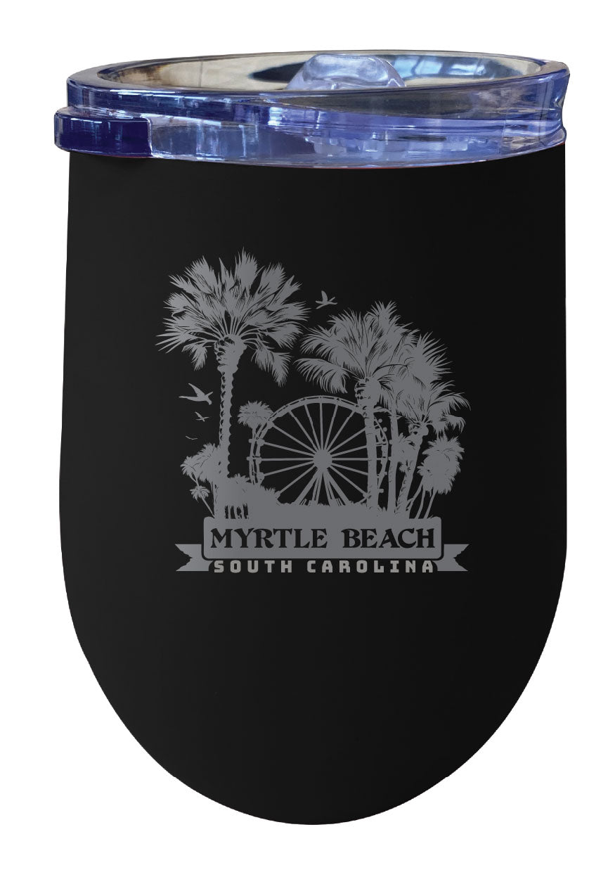 Myrtle Beach South Carolina Laser Etched Souvenir 12 oz Insulated Wine Stainless Steel Tumbler