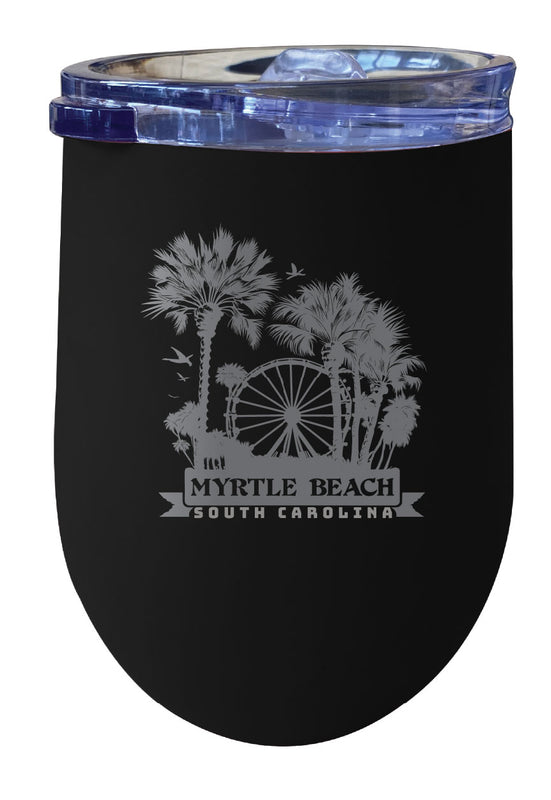Myrtle Beach South Carolina Laser Etched Souvenir 12 oz Insulated Wine Stainless Steel Tumbler