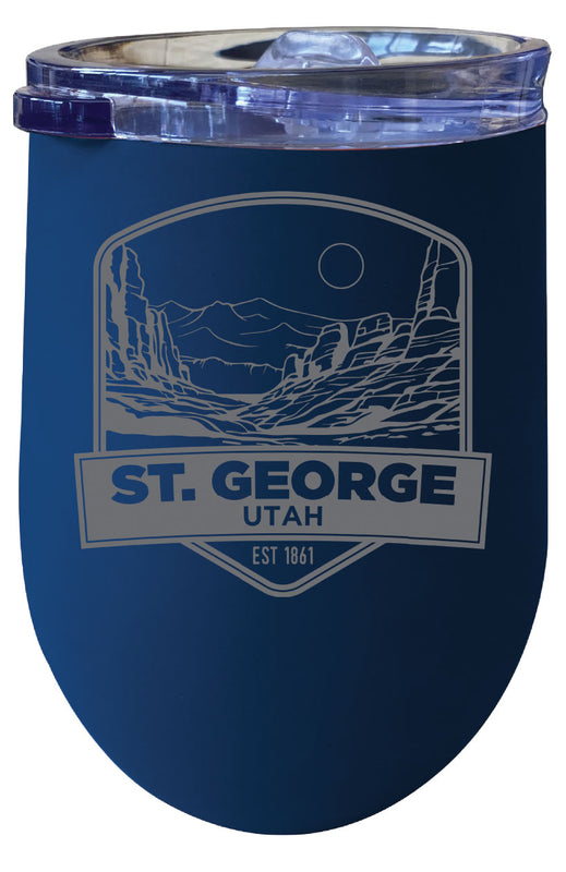 St. George Utah Souvenir 12 oz Engraved Insulated Wine Stainless Steel Tumbler