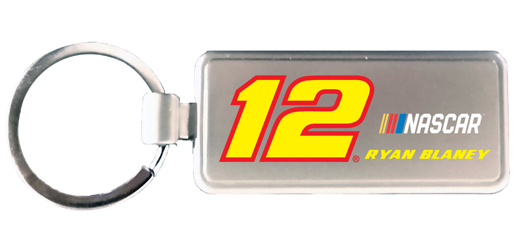 R and R Imports RB Ryan Blaney #12 NASCAR Metal Keychain