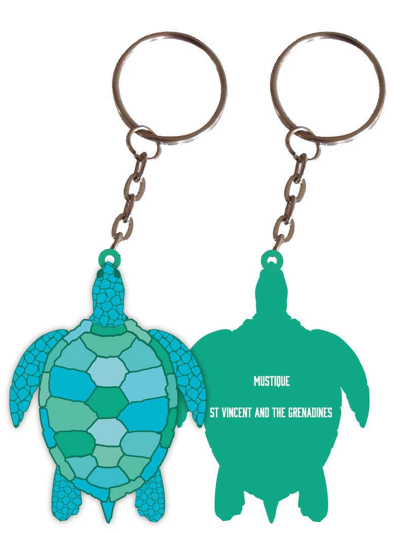 Mustique St Vincent And The Grenadines Turtle Metal Keychain