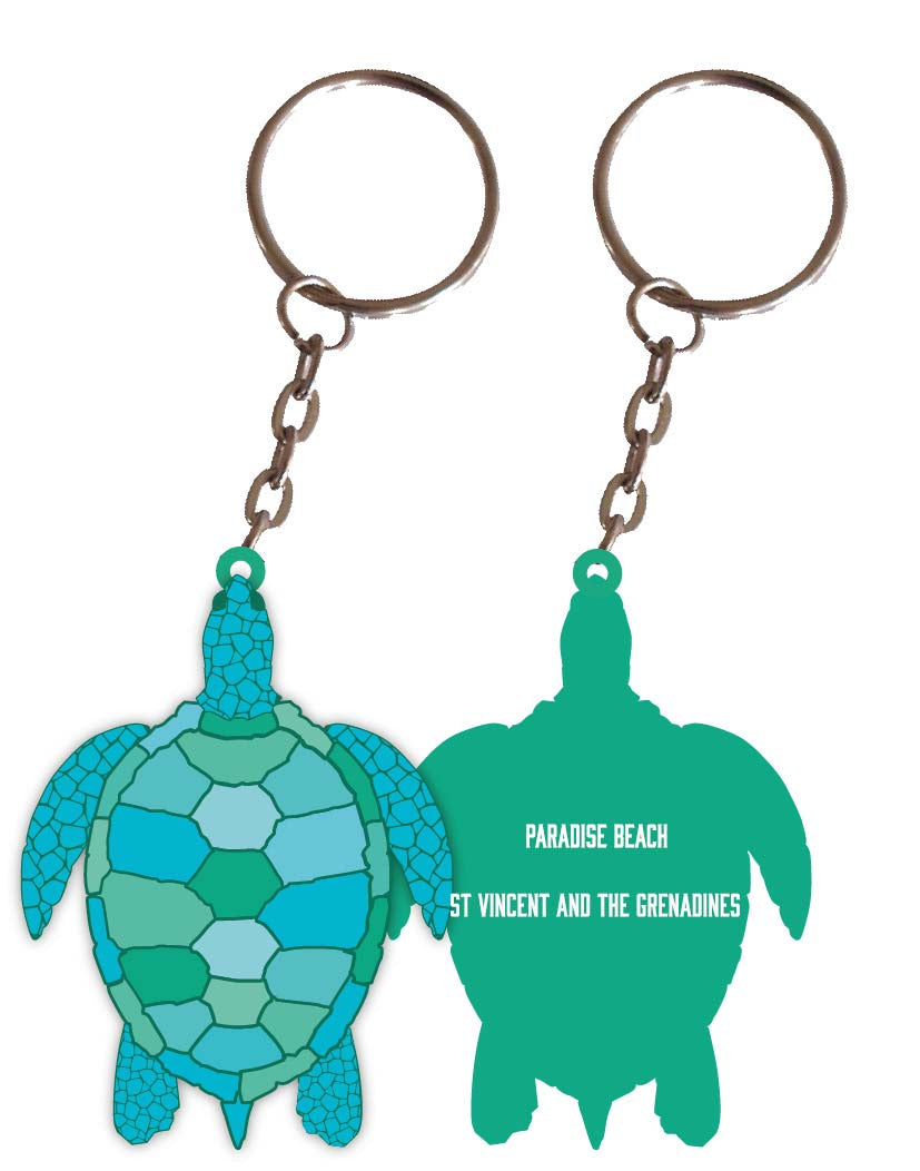 Paradise Beach St Vincent And The Grenadines Turtle Metal Keychain