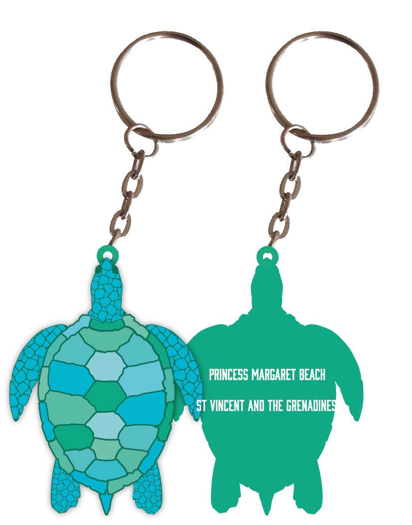 Princess Margaret Beach St Vincent And The Grenadines Turtle Metal Keychain