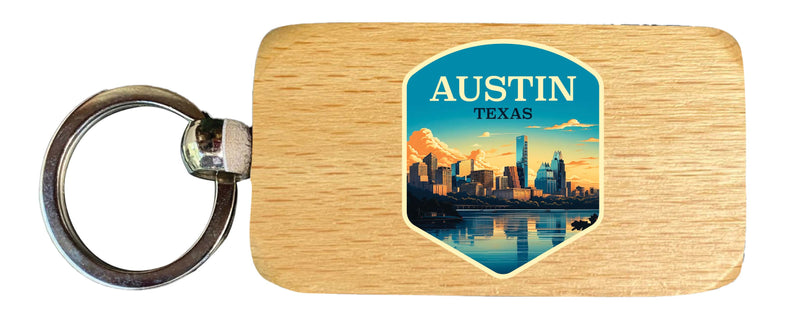 Austin Texas Design A Souvenir 2.5x1-Inch Souvenir Wooden Keychain