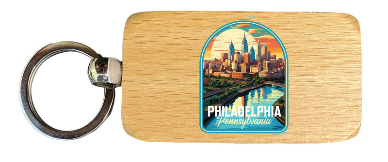 Philadelphia Pennsylvania Design A Souvenir 2.5x1-Inch Souvenir Wooden Keychain