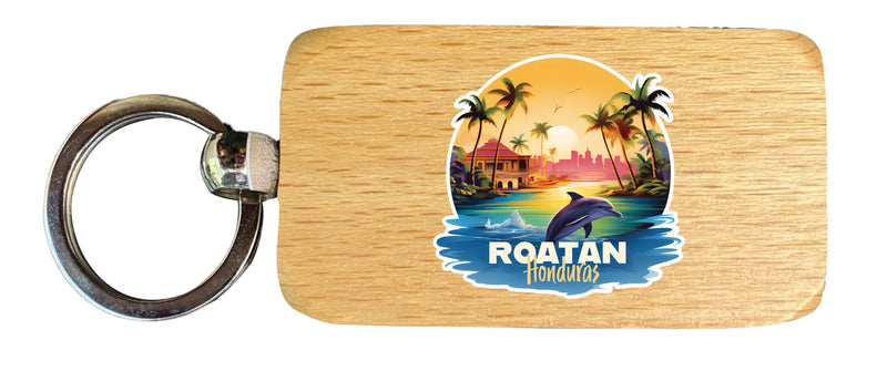 Roatan Honduras Design B Souvenir 2.5x1-Inch Souvenir Wooden Keychain