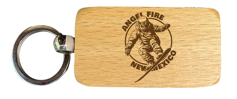Angel Fire New Mexico Souvenir 2.5x1-Inch Souvenir Engraved Wooden Keychain