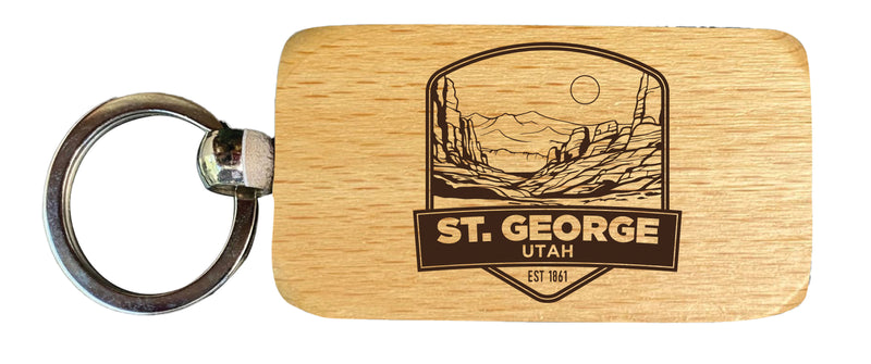 St. George Utah Souvenir 2.5x1-Inch Souvenir Engraved Wooden Keychain