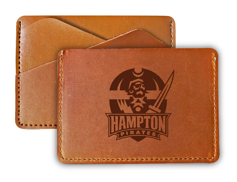 Elegant Hampton University Leather Card Holder Wallet - Slim Profile, Engraved Design