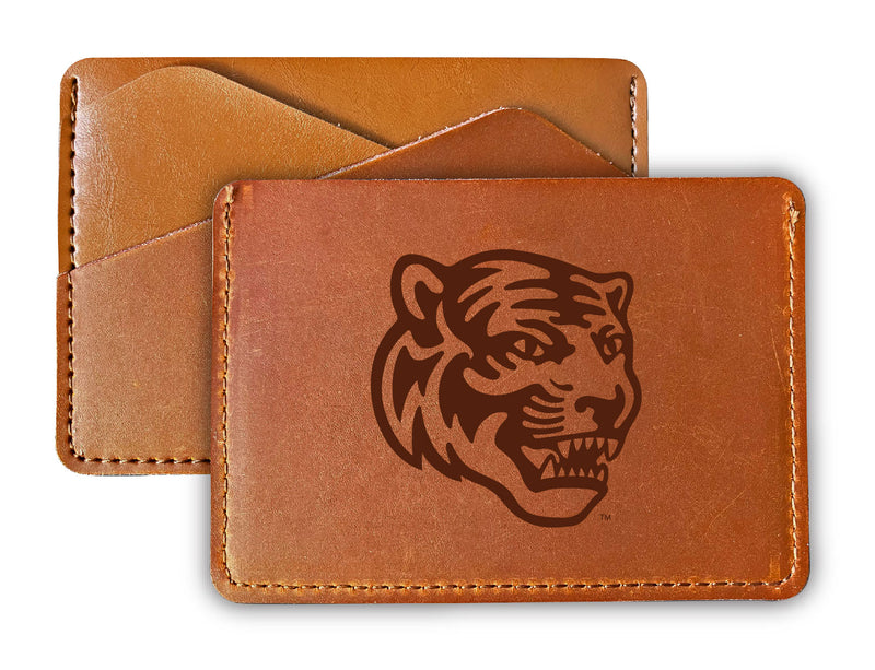 Elegant Memphis Tigers Leather Card Holder Wallet - Slim Profile, Engraved Design