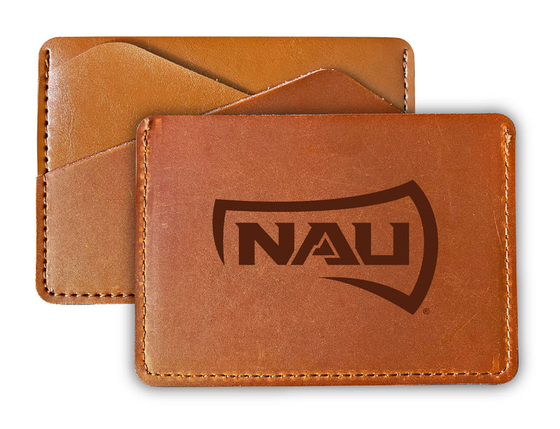 Elegant Northern Arizona University Leather Card Holder Wallet - Slim Profile, Engraved Design