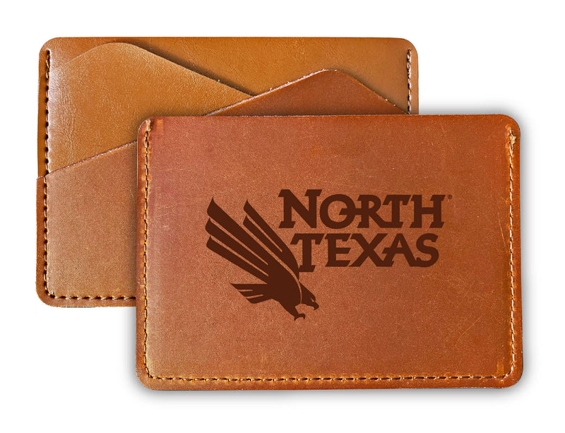 Elegant North Texas Leather Card Holder Wallet - Slim Profile, Engraved Design