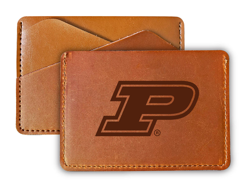 Elegant Purdue Boilermakers Leather Card Holder Wallet - Slim Profile, Engraved Design